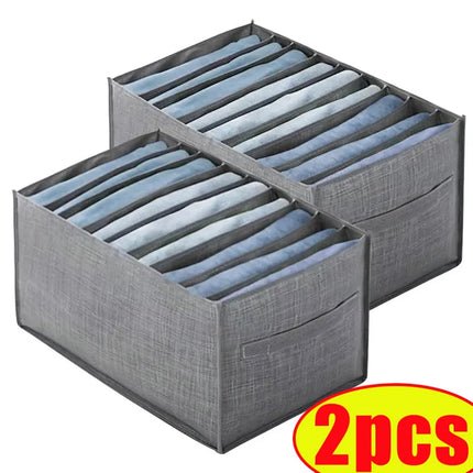 OKEYWOW clothes organizer storage box for jeans, underwear, bras, and socks, with wardrobe divider for neat clothing storage.