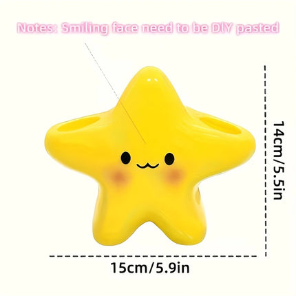 Cute Star-Shaped Toothbrush Holder with Toothpaste Storage