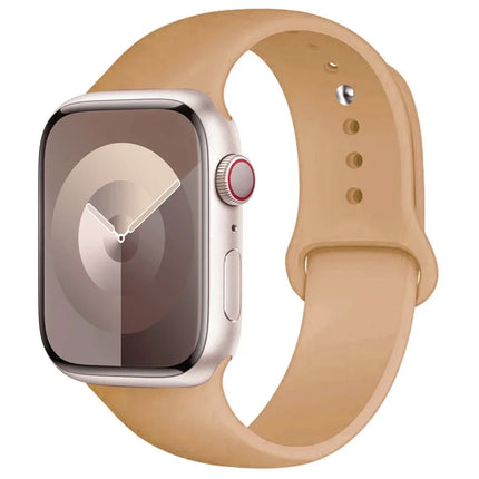 OKEYWOW Apple Watch silicone sport strap for Series 9, Ultra, SE, and 3 in 38mm to 49mm sizes, flexible and comfortable for active wear.