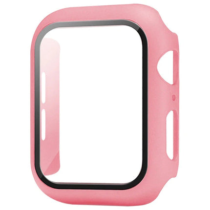 OKEYWOW Apple Watch Tempered Glass PC Bumper Case screen protector for Series 9 to 4 SE, fits 38mm to 45mm models.