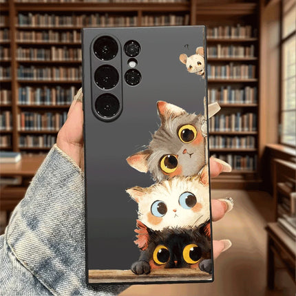 Samsung Cat Mouse TPU shockproof phone case with watercolor design for S20 FE, S21, S22, S23, S24, S25 models by OKEYWOW