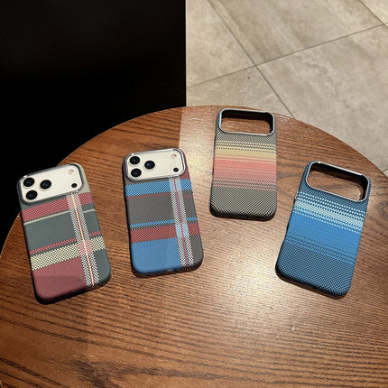 OkeyWOW Kevlar carbon fiber plaid MagSafe slim protective case for iPhone 17/16 Pro, Air, and Pro Max, with durable, stylish design.