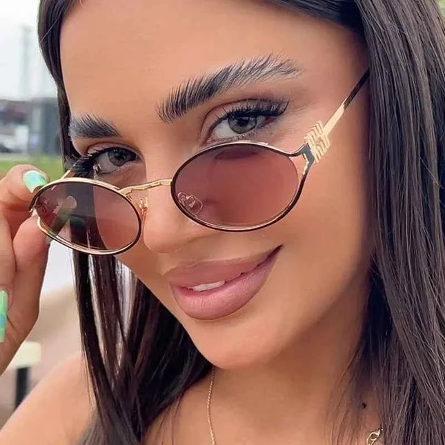 Retro Oval Metal Sunglasses – Multiple Lens Colours