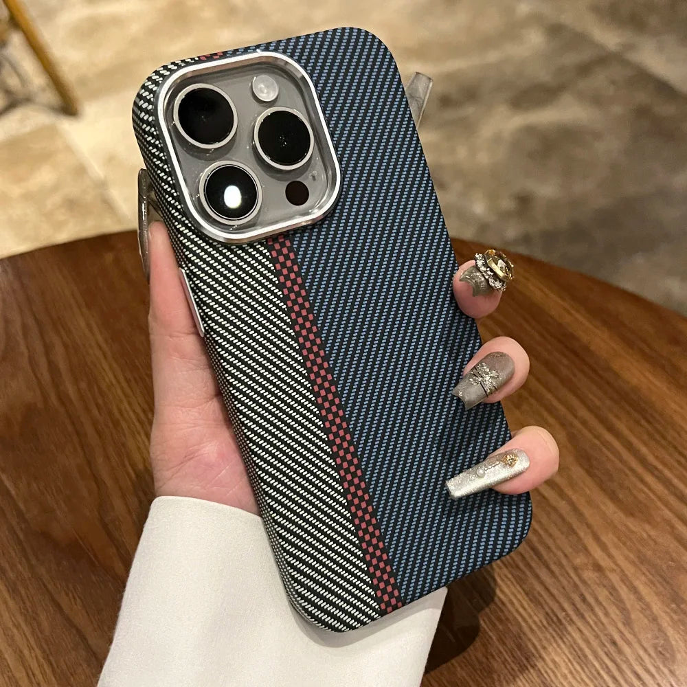 Luxury Carbon Fiber Pattern for Magsafe Magnetic Case for iPhone 15 14 Plus 13 12 11 Pro Max Wireless Charge Hard PC Matte Cover