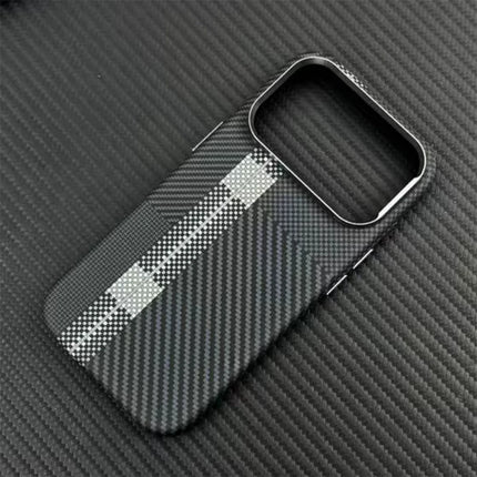 OKEYWOW iPhone 15/16/17 Pro Max carbon MagSafe case with camera lens protection and hard PC cover, stylish and durable.