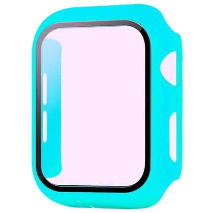 OKEWOW Apple Watch tempered glass bumper case screen protector for Series 9 to 4, 45mm to 38mm models, protective and durable design