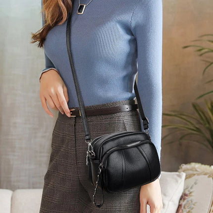 Women Rivet Crossbody Phone Bag Soft Leather Small Square Shoulder Bag Zipper Purse