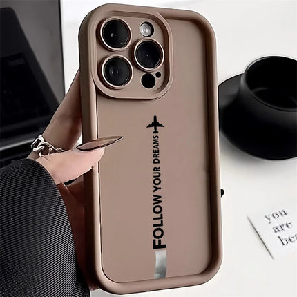 Silicone matte shockproof iPhone case with airplane route design for iPhone 16/15/14/13/12/11 Pro Max XR XS SE by OKEYWOW