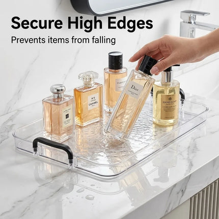 Clear PET Vanity Organiser Tray with Handles
