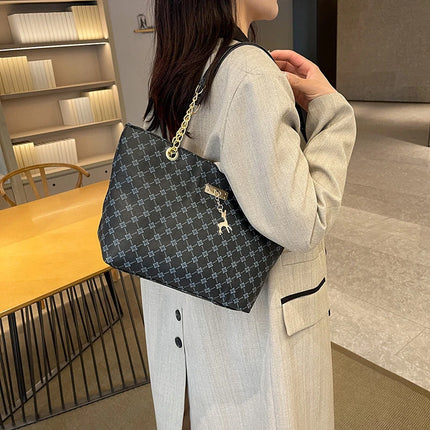 Women Autumn Winter Shoulder Bag Large Capacity Tote Handbag Presbyopic Style
