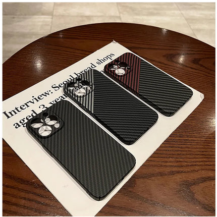 OKEYWOW iPhone carbon fiber case with ultra-thin hard back and camera protection for iPhone 12 to 17 Pro Max models