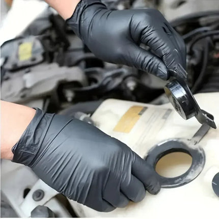 NitraGuard Black Nitrile Disposable Gloves Latex Free for Cleaning Mechanic & Beauty Use