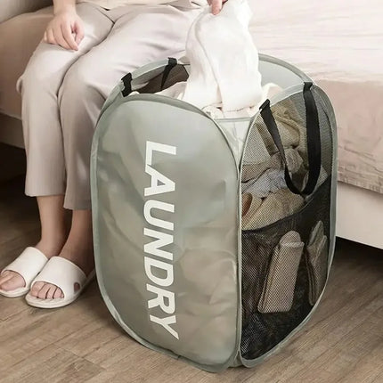 FoldNest Pop-Up Laundry Basket Mesh Foldable Clothes Storage Large Capacity Hamper