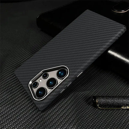 Carbon Fiber Metal Lens MagSafe Case for Samsung Galaxy S25/S24/S23 Ultra Shockproof Cover