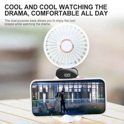 Portable Mini Handheld Fan USB Rechargeable 5-Speed with Phone Stand