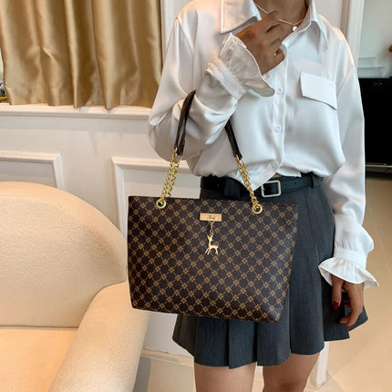 Women Soft Leather Tote Bag Large Capacity Shoulder Handbag Presbyopia Style