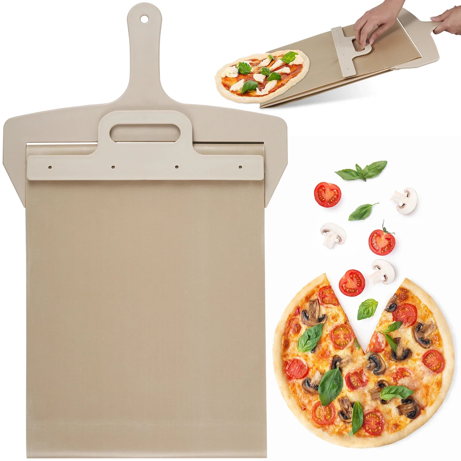 Sliding Pizza Peel Shovel Storage Board Non-Stick Pizza Spatula Food-Grade PP Pizza Baking Kitchen Tool Rectangular Pizza Shovel