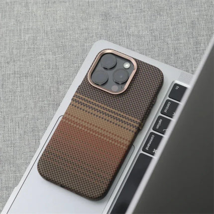 OKEYWOW MagSafe iPhone 16/15/14 Pro Max carbon relief matte hard PC case with camera lens protection and magnetic charging compatibility.