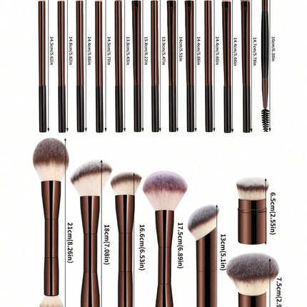 ProBlend 22-Piece Makeup Brush Set with Velvet Bag & Powder Puffs