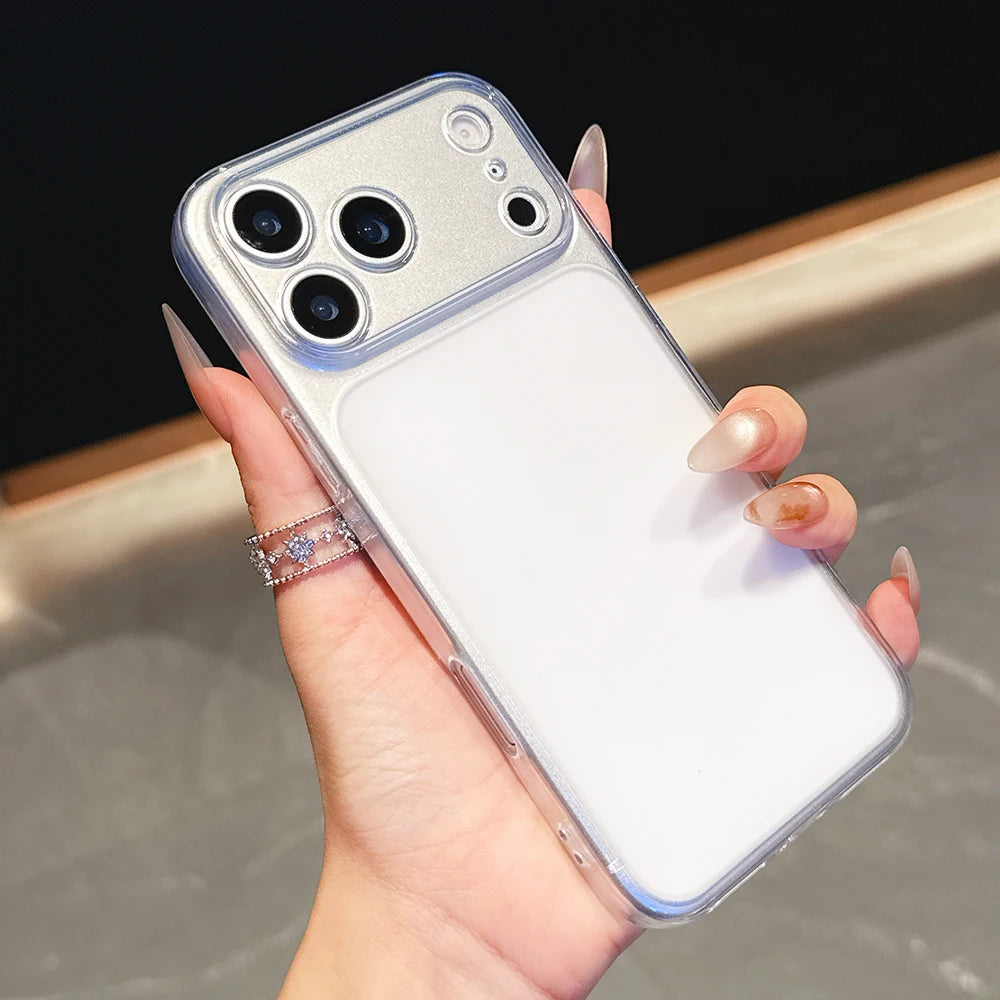 17ProMax-Look Orange Transparent Case for iPhone 13/14/15/16/17 Pro Max – Clear Matte Ultra-Thin Soft TPU Cover