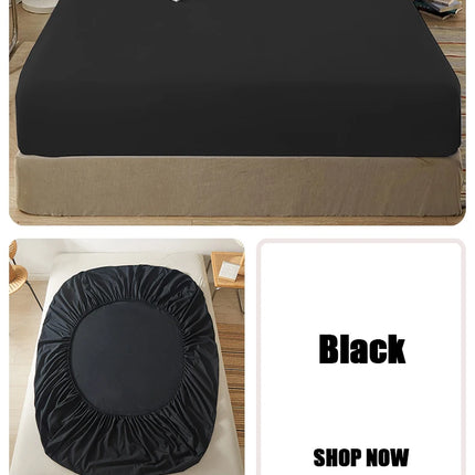 Cotton fitted sheet with elastic edges by OKEYWOW, non-slip mattress cover for single, double, queen, and king beds in various sizes