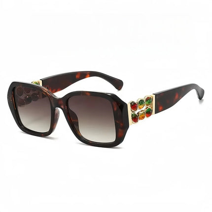 Pearl Luxe Square Sunglasses with Gold-Tone Details