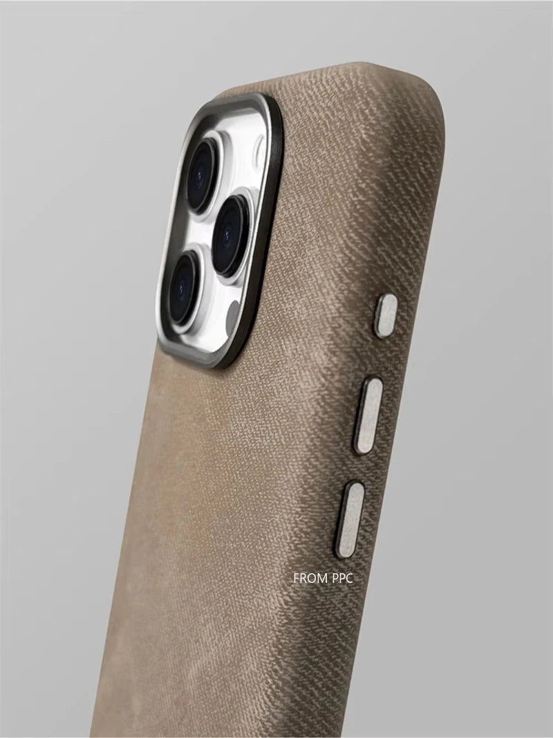 Flannel Magnetic Phone Case for iPhone 17 Pro Max 15 16 Matte Wireless Charging Magsafe Back Cover Microfiber Cloth Shell Fundas