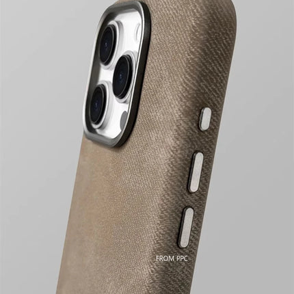 OKEYWOW iPhone 15/16/17 Pro Max flannel magnetic MagSafe case with matte finish and microfiber back cover for wireless charging.
