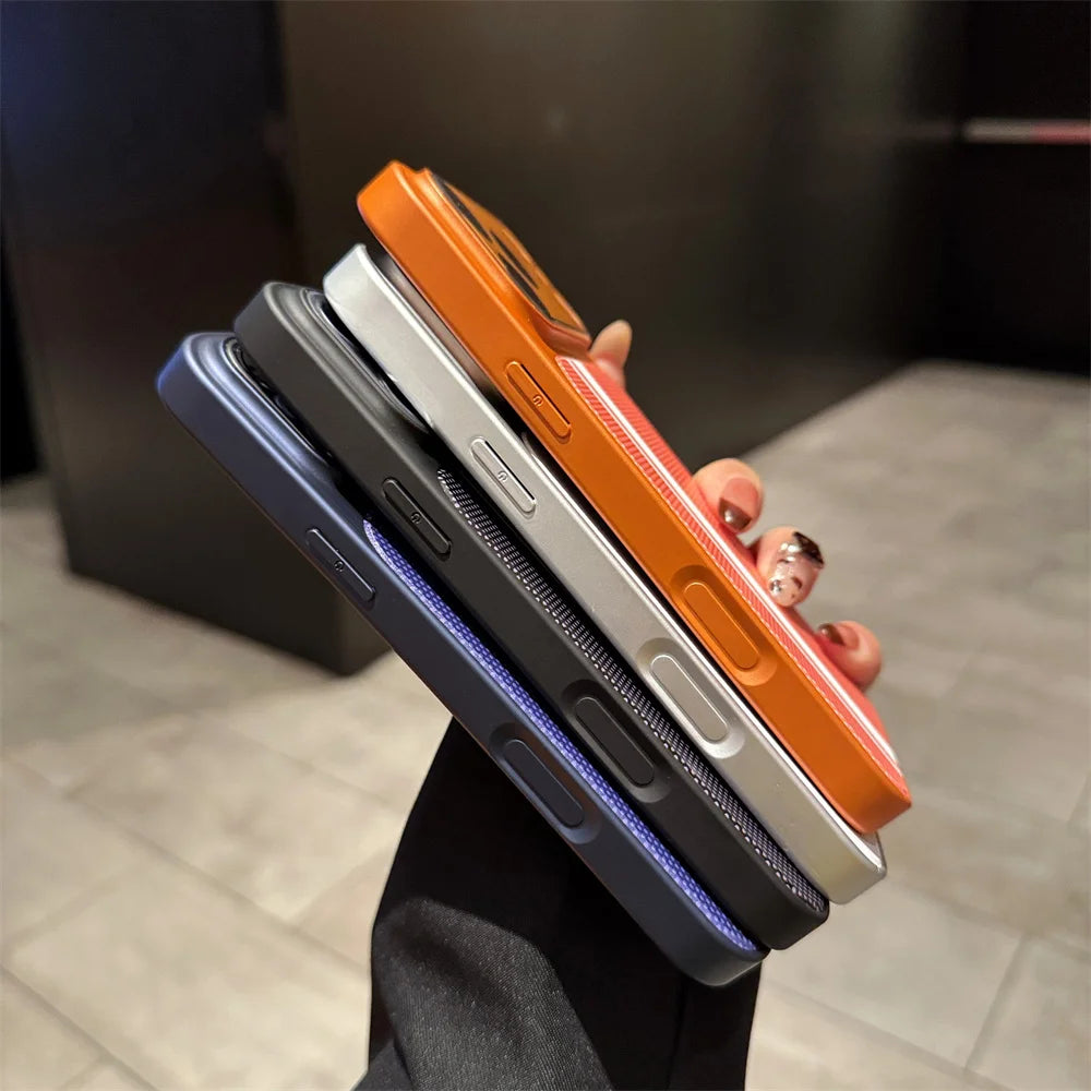 Luxury Colorful Striped Lattice Pattern Magnetic Phone Case For iPhone 17 16 15 14 13 Pro Max Air 16 Plus Anti-Slip Back Cover