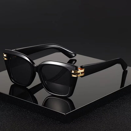 Retro Cat-Eye Metal Accent Sunglasses