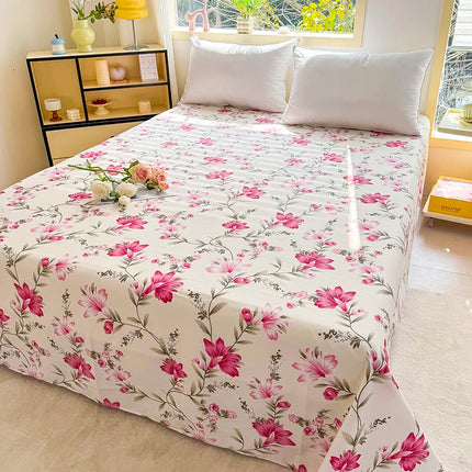 Soft, breathable printed bed sheet by OKEYWOW in a bedroom setting, ideal for all-season comfort and guest room decor.