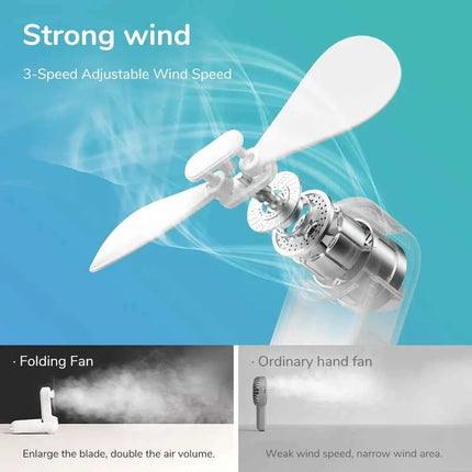 JISULIFE Portable Fan Mini Handheld Fan USB 4500mAh Recharge Hand Held Small Pocket Fan with Power Bank Flashlight Feature