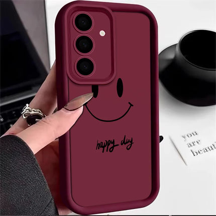 OKEYWOW Samsung Smile Face silicone shockproof phone case for Galaxy S21, S20 FE, A55, A35, A25, Note20 Ultra, with smiley face design