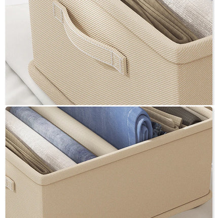 OKEYWOW jeans and underwear storage organizer box with compartments for bras and socks, ideal for closet organization.