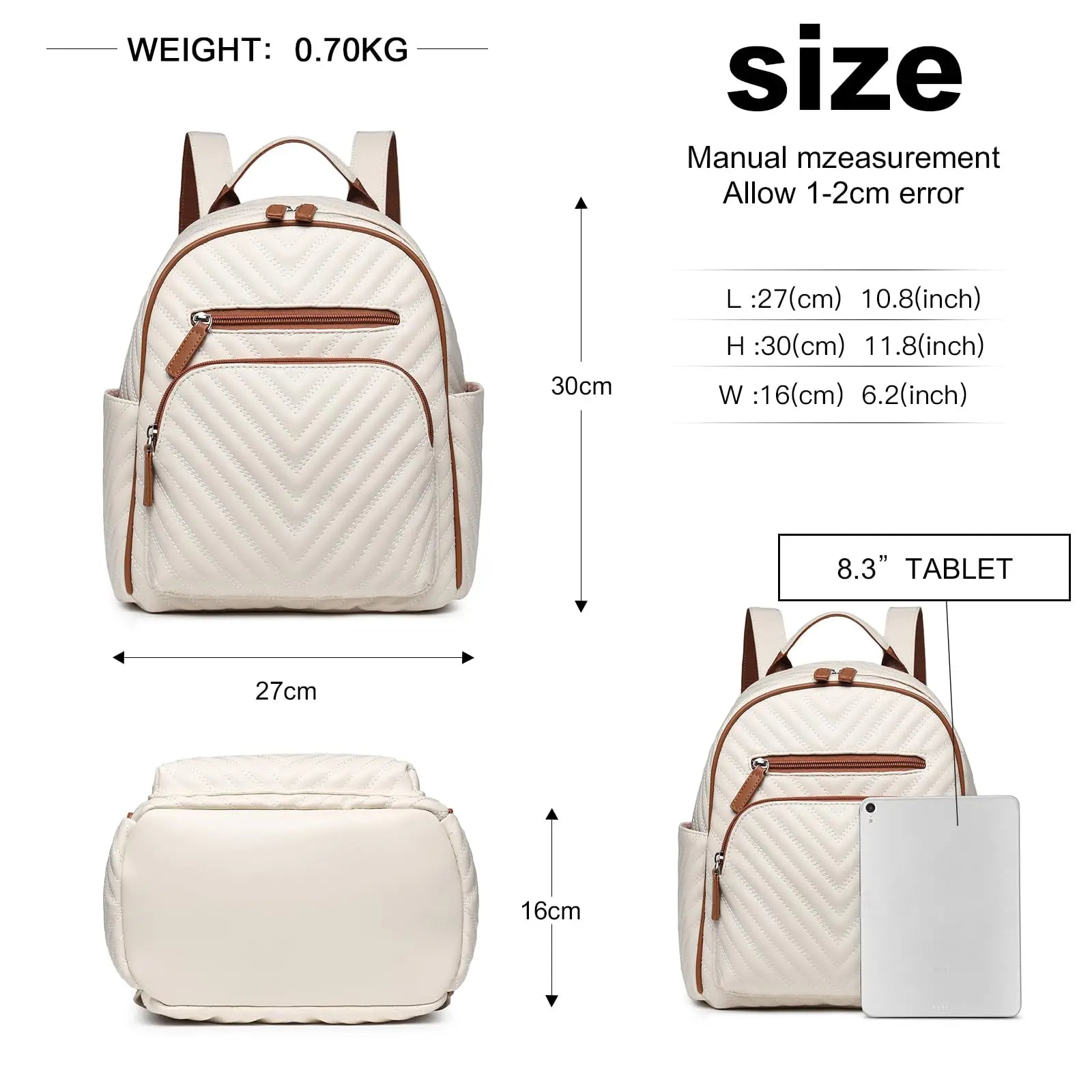 Miss Lulu Women's Fashion Backpack - PU Leather Anti-Theft Rucksack, Waterproof Mini Daypack for Girls