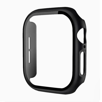 OKEWOW Apple Watch tempered glass case screen protector for Series 10-3 and SE, fits 38mm to 46mm sizes.