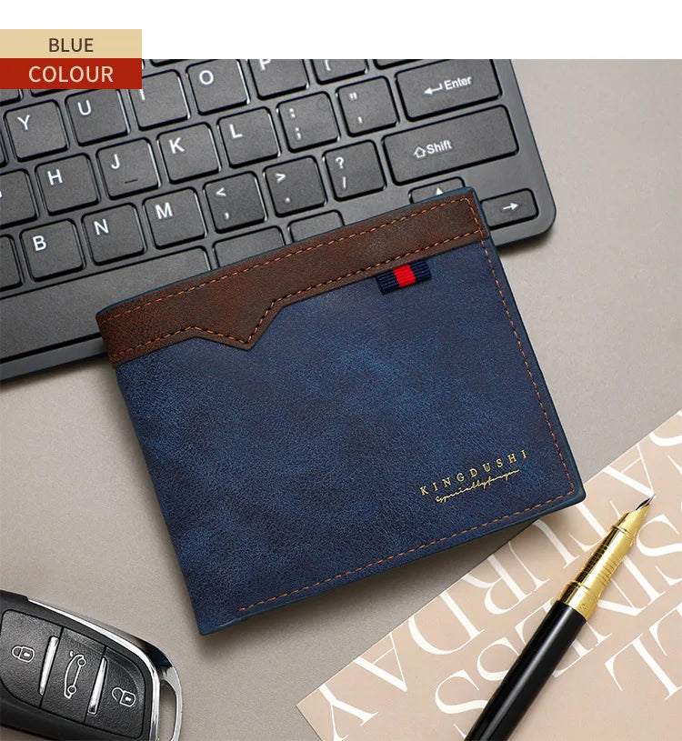 2025 New Men's Bifold Short Wallet Fashionable Minimalist Casual Multi Slot Purse Large Capacity Zipper Man Wallet with Coin Bag
