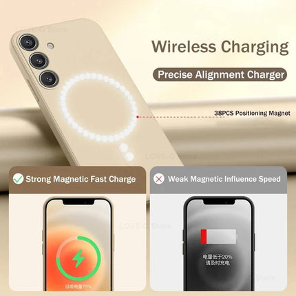 Okeywow Samsung MagSafe liquid silicone magnetic case on Galaxy S23 Ultra with wireless charging compatibility