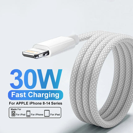 30W Fast Charging USB-C Cable for iPhone Quick Charge Data Cable