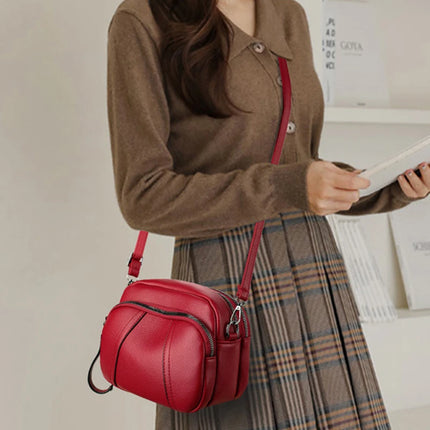 Women Rivet Crossbody Phone Bag Soft Leather Small Square Shoulder Bag Zipper Purse