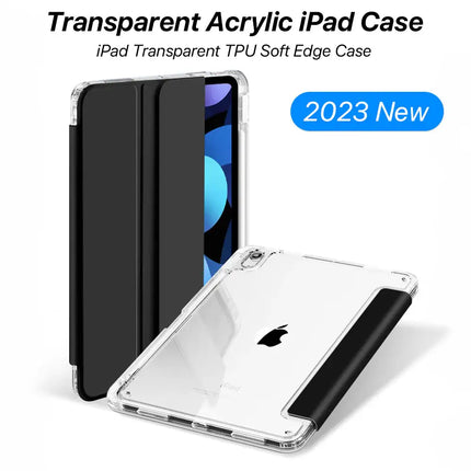 Transparent protective case for iPad Air 4/5 Pro 11 9th gen 10.2 7th-9th and 9.7 5th-6th from okeyWOW, showing clear design and precise cutouts. iPad Air 4/5 Pro 11 9th Gen 10.2 (7th/8th/9th 2019–2021) 9.7 (5th/6th) Transparent Protective Case  ipad-case-for-air-4-5-pro-11-9th-generation-accessories-for-ipad-10-2-7th-8th-9th-2018-9-7-5th-6th-transparent-cover-funda-to-protect-your-device