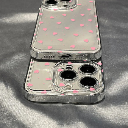 Pink TPU shockproof heart-shaped iPhone case by OKEYWOW for models 11 to 17, soft cover with protective design.