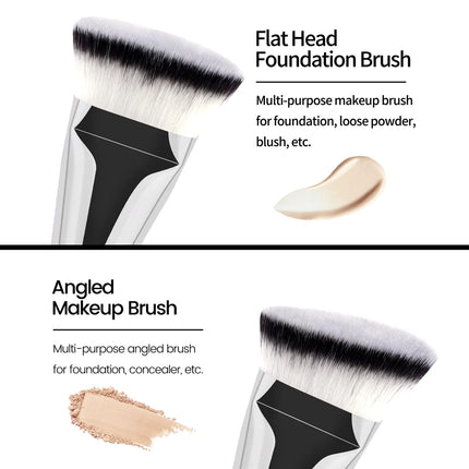 Velora Beauty 4pcs Makeup Brush Set Flat Top Foundation Angled Contour Dense Bristles