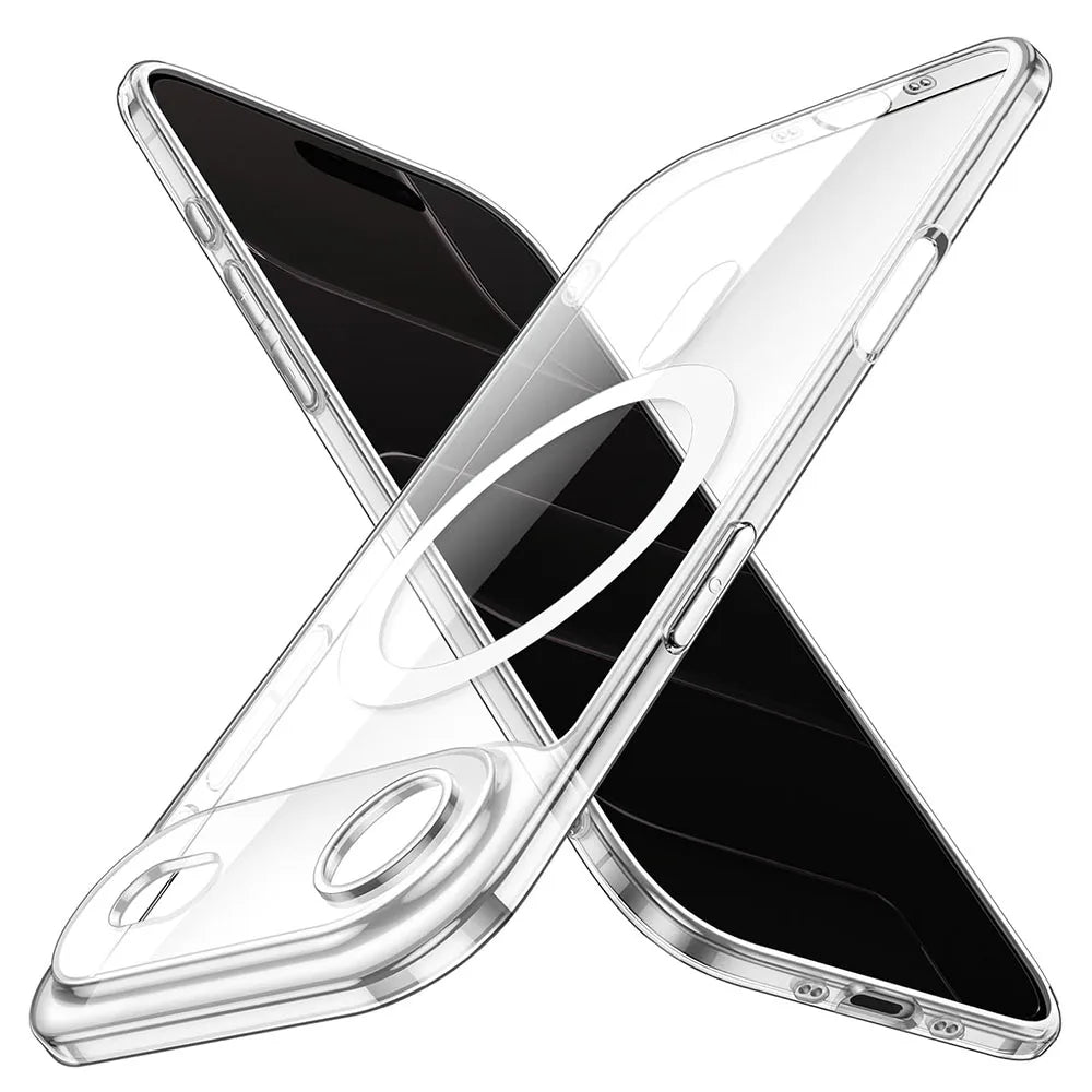 Camera Protection Hybrid MagSafe Case for iPhone 11–17 Series (Air/Plus/Pro Max/16E) – Hard Silicone Magnetic Cover