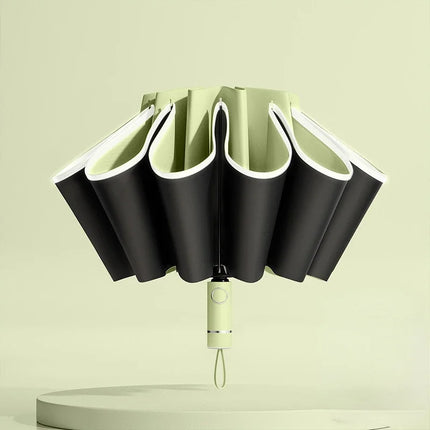 Windproof Reverse Folding Umbrella with UV Protection & Reflective Stripe