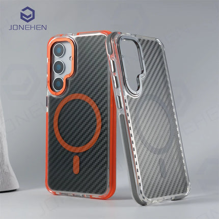 Carbon Fiber MagSafe Armor Case for Samsung Galaxy S26/S25/S24/S23 Ultra Plus A55/A53 Shockproof Cover