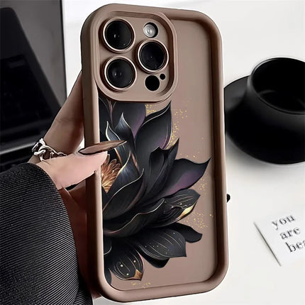 OKEYWOW flower silicone shockproof bumper case for iPhone 12 to 17, featuring colorful floral design and protective cover.