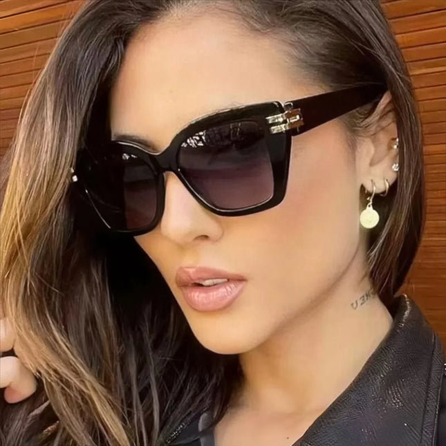 Retro Cat-Eye Metal Accent Sunglasses