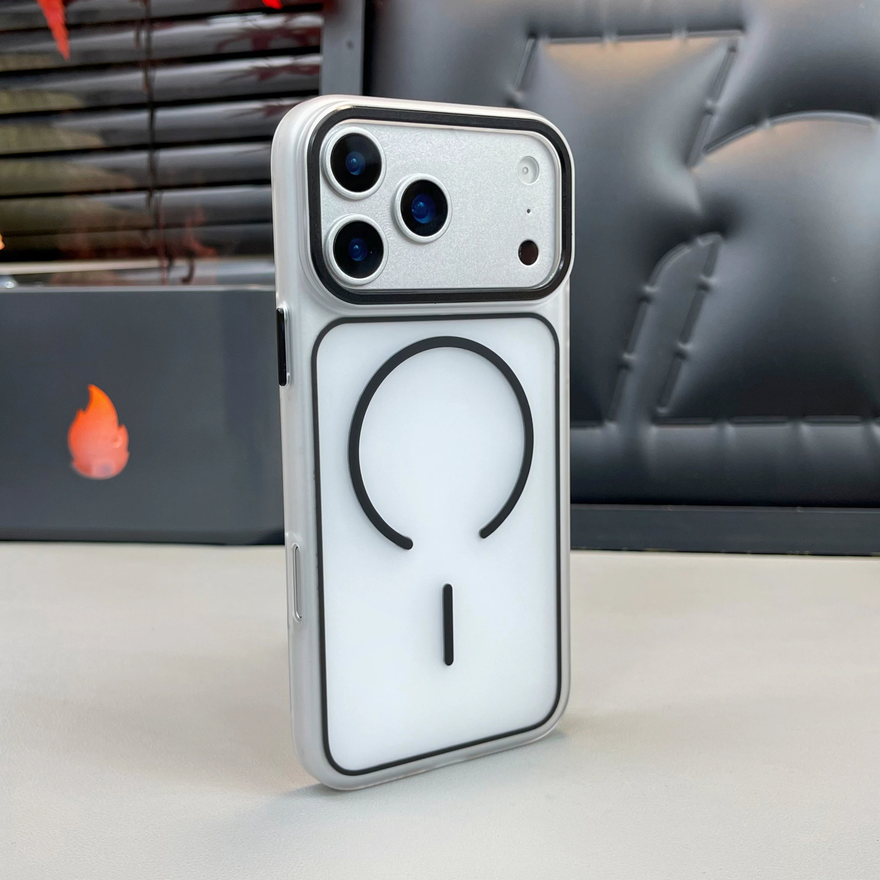 Luxury Translucent Matte Frosted PC Phone Case with Metal Button for iPhone 15/16/17 Air/17 Pro Max – MagSafe Magnetic Cover