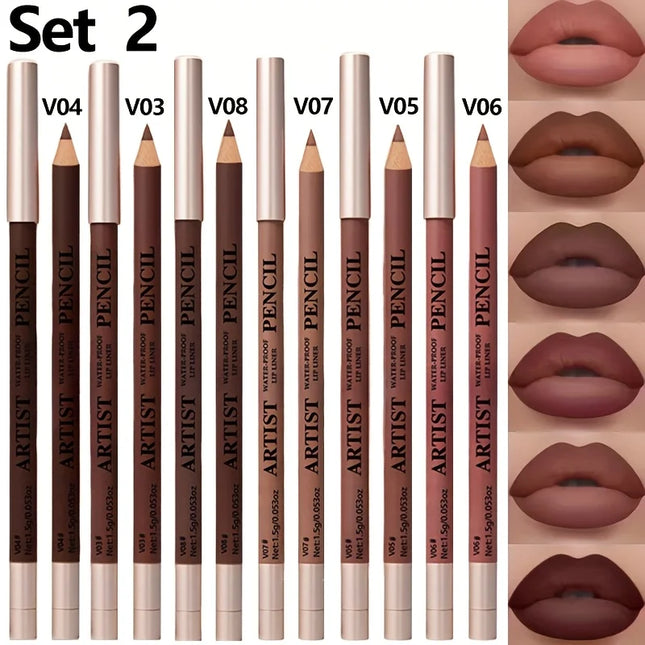 Velora Beauty 6pcs Lip Liner & Matte Lipstick Set Waterproof Long Lasting Lip Makeup